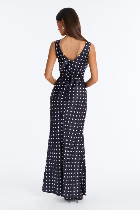 Meet Me There Polka Dot Maxi Dress - Black/White