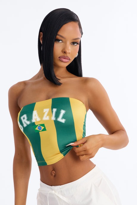 Brazil Striped Tube Top - Green/combo