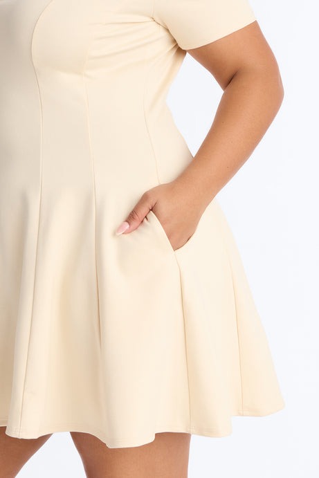 Racket Up Collared Mini Dress - Cream