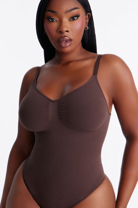 Nova Sculpt Seamless Strong Compression Low Back Thong Bodysuit - Coco