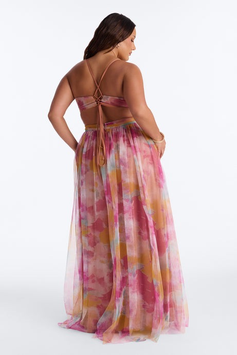 Painting Me Pretty Chiffon Gown - Orange/combo