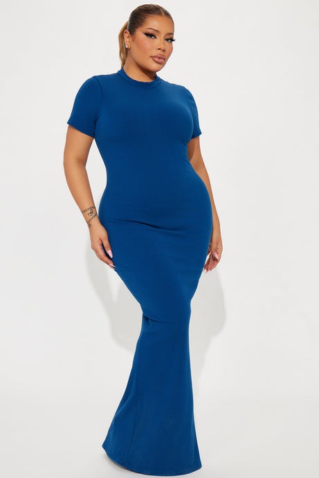 Cora Snatched Maxi Dress - Navy
