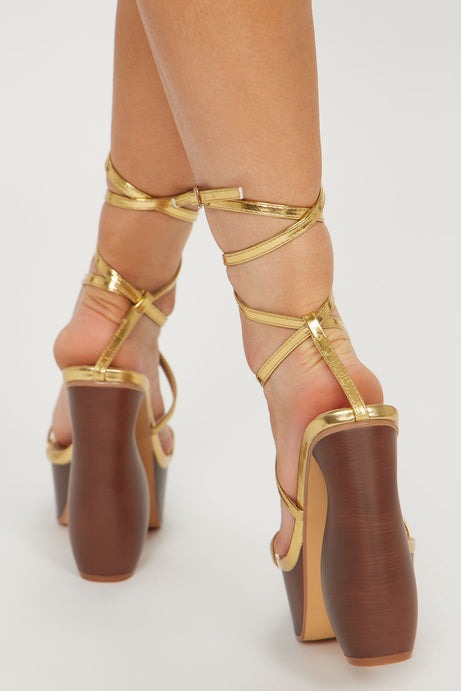 Always Confident Strappy Heeled Sandals - Gold
