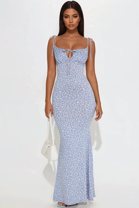 Samantha Floral Maxi Dress - Blue