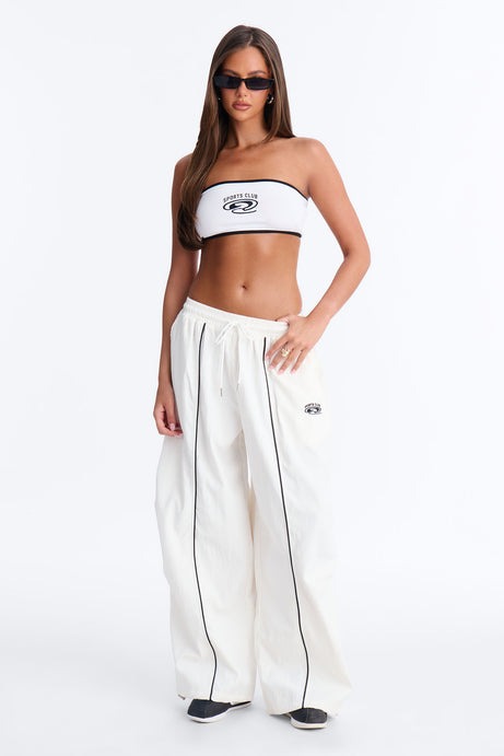 Sports Club Windbreaker Pant Set - White