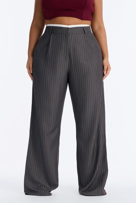 Tall Dedicated To You Double Waistband Trouser - Charcoal/combo