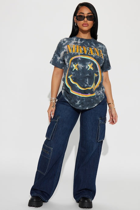 Nirvana All Smiles Tie Dye Tee - Black/combo