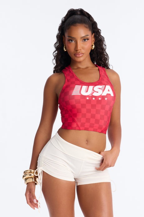Umbro USA Checkered Cropped Tank - Red