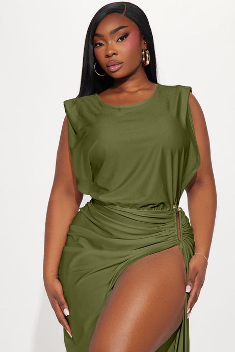 Spice It Up Midi Dress - Olive