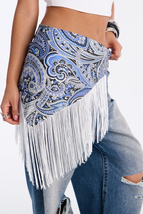 Until The Sun Rises Satin Scarf Belt - Blue/combo