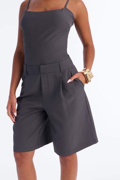 Dylan Bermuda Short Romper - Charcoal