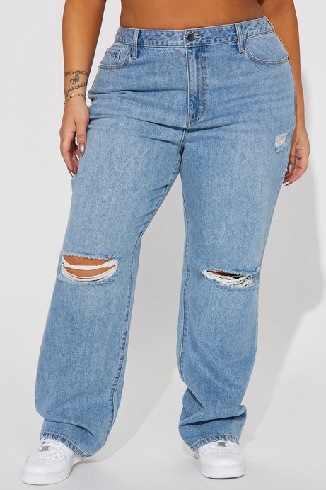 London High Rise Straight Leg Jean - Medium Wash