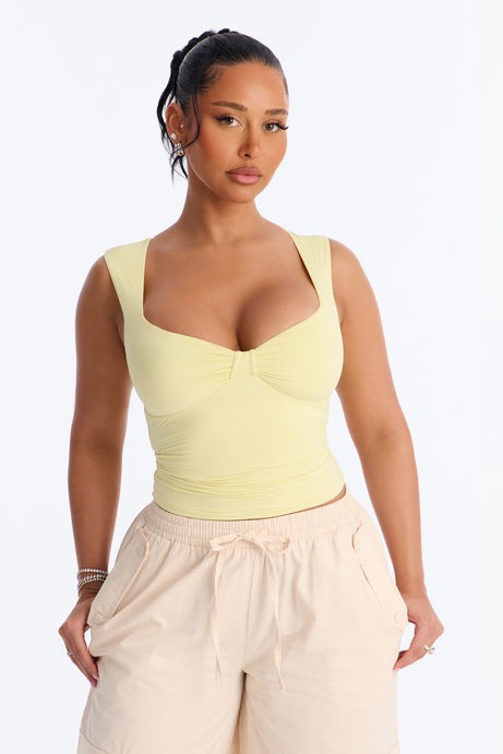 Second Skin Padded Sweetheart Neck Top - Yellow