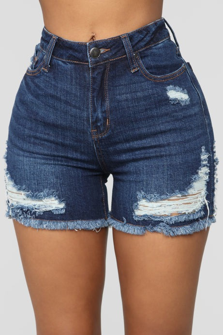 Another Day In Paradise High Rise Shorts - Dark Denim