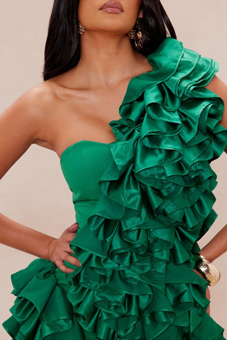 Leila Ruffle Mini Dress - Green