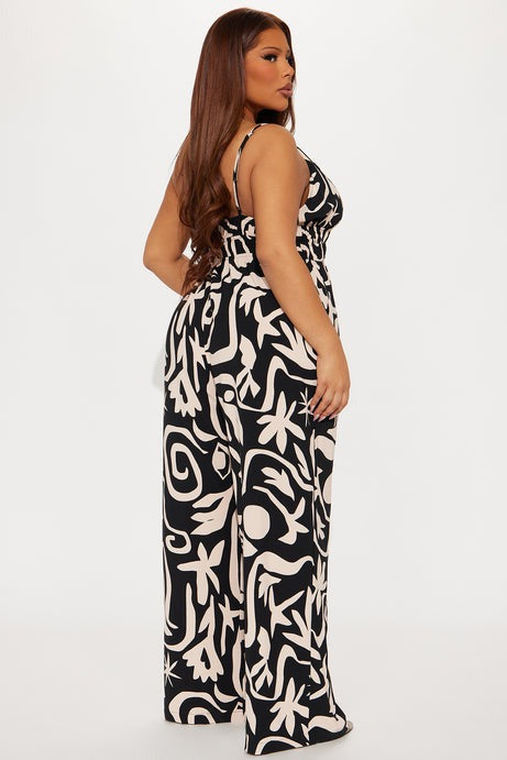 Such A Dream Abstract Jumpsuit - Black/combo