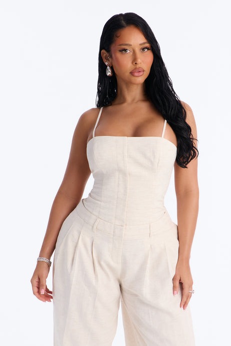 Amara Linen Wide Leg Jumpsuit - Oatmeal