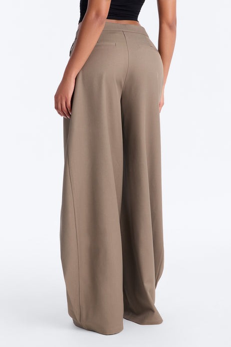 Seeing Double Wide Leg Wrap Front Trouser - Caffe