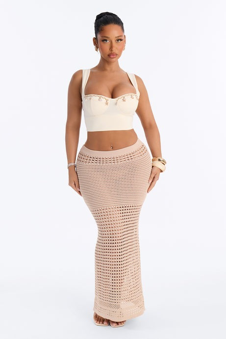 Cora Crochet Maxi Skirt - Natural