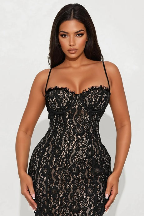 All In Love Lace Maxi Dress - Black