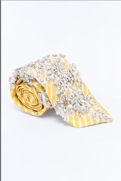 Day To Night Rhinestone Tie Scarf - Yellow/combo