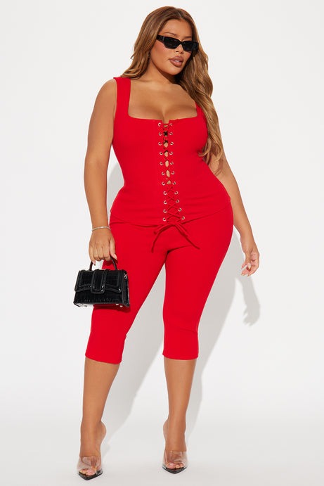 Carina Snatched Pant Set - Red