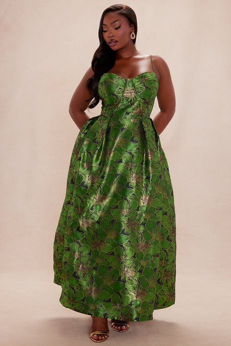 Jessica Jacquard Midi Dress - Green