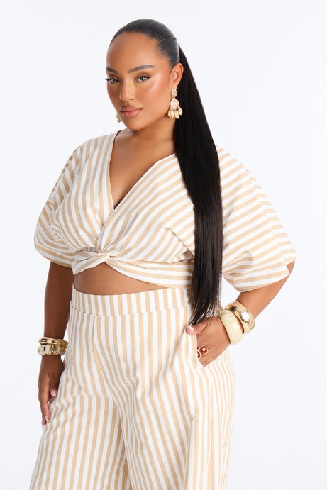 Nantucket Stripe Pant Set - Taupe