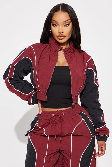 New Era Colorblock Windbreaker Jacket - Burgundy/combo