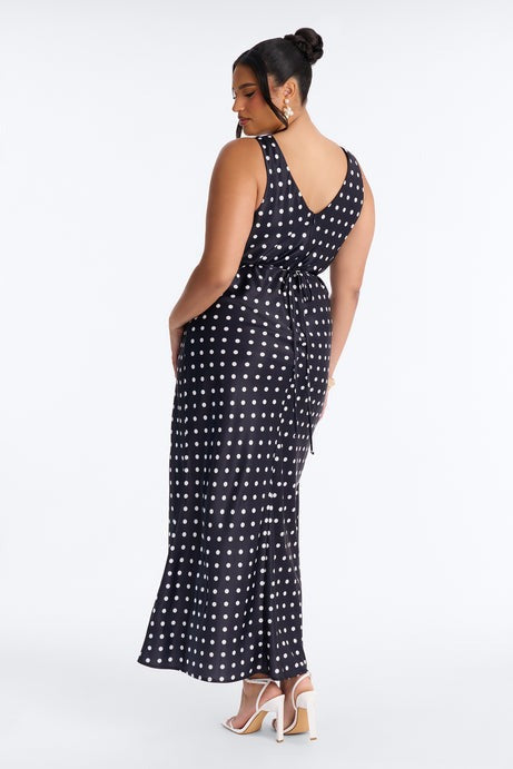 Meet Me There Polka Dot Maxi Dress - Black/White