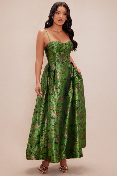 Jessica Jacquard Midi Dress - Green