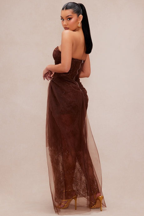 Aaliyah Tulle Gown - Chocolate