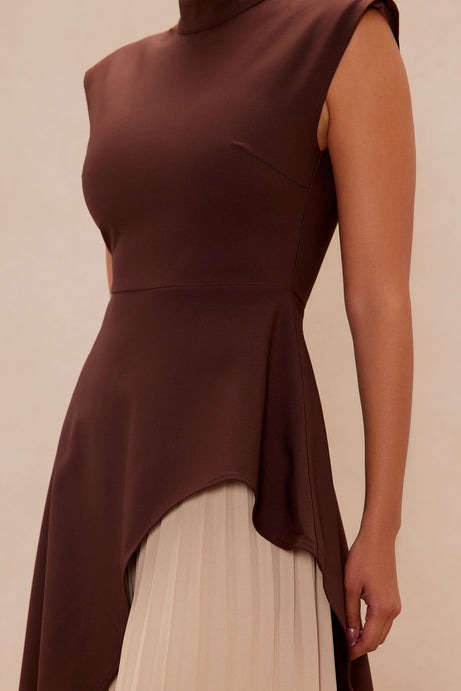Paris Pleated Pant Set - Chocolate