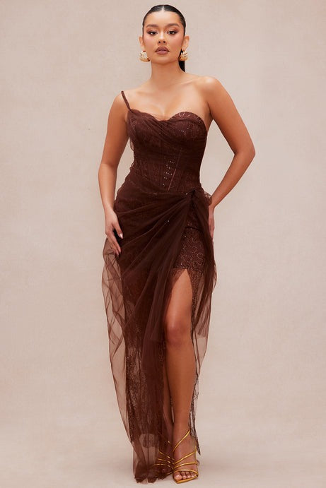 Aaliyah Tulle Gown - Chocolate