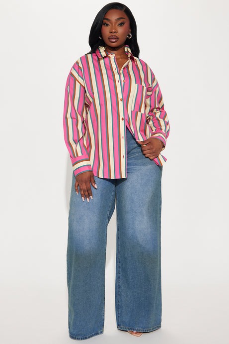 I'm The Main Topic Striped Shirt - Pink/combo