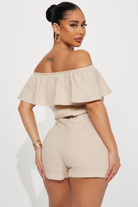 Rachal Linen Romper - Khaki