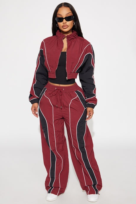 New Era Colorblock Windbreaker Jacket - Burgundy/combo