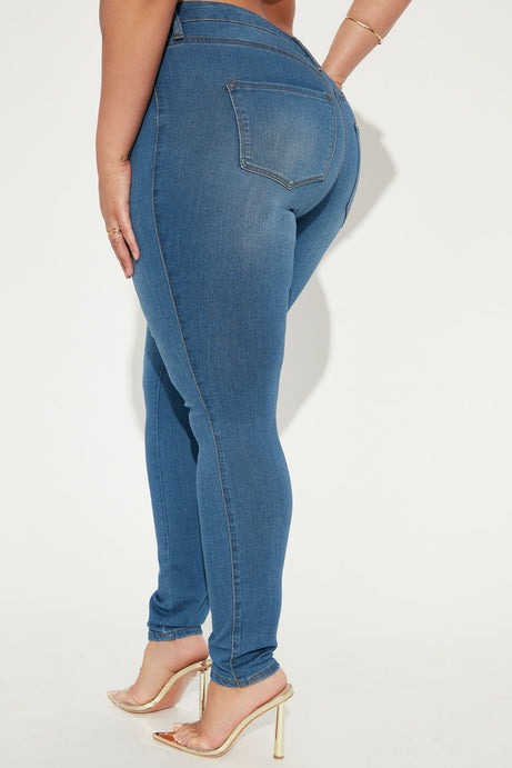 Classic Mid Rise Skinny Jeans - Medium Blue Wash