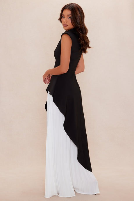 Paris Pleated Pant Set - Black/White