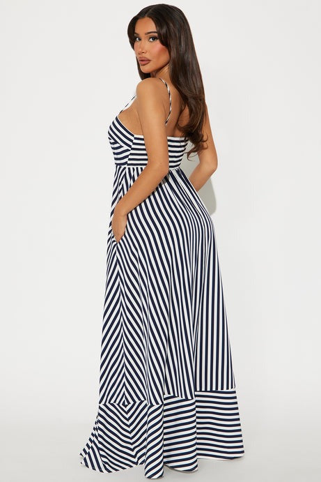 Anne Striped Maxi Dress - Navy