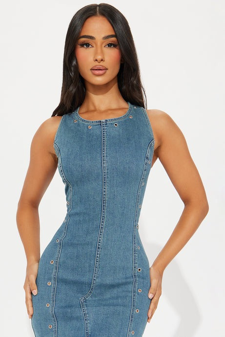 Diana Denim Midi Dress - Blue Wash