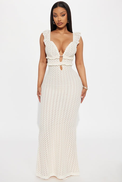Paige Lace Backless Maxi Dress - Cream