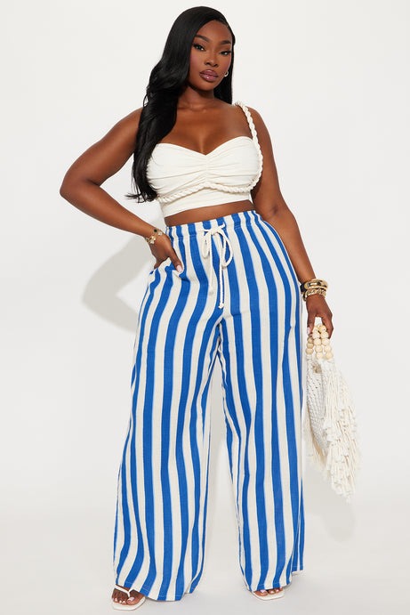 Tea Time Stripe Wide Leg Pant - Navy/combo