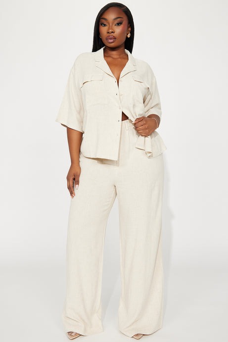 Roslyn Linen Pant Set - Oatmeal