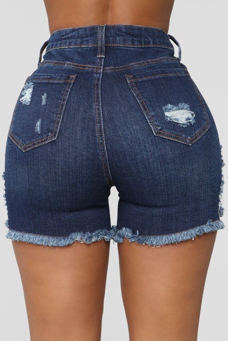 Another Day In Paradise High Rise Shorts - Dark Denim
