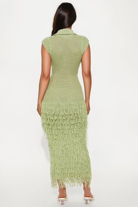Catalina Crochet Maxi Dress - Green