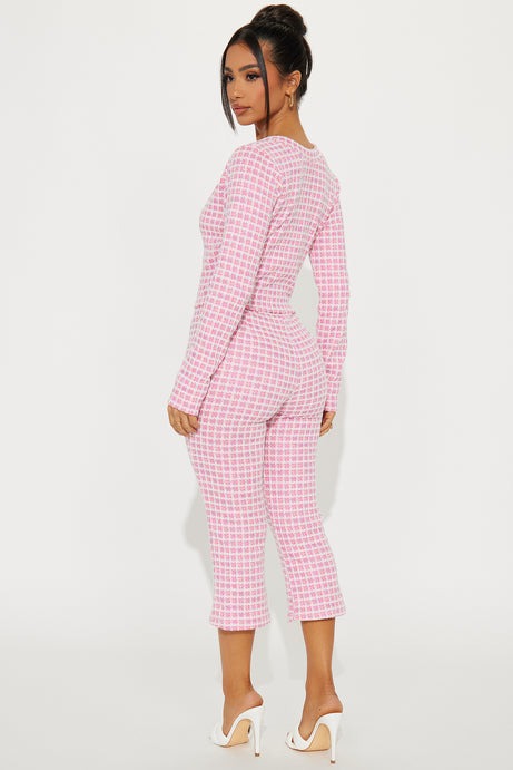 Aurora Tweed Capri Set - Pink/combo