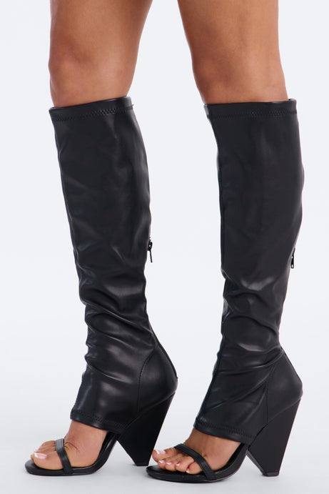 Zahra Knee High Novelty Boots - Black