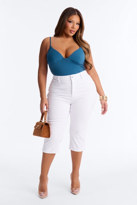 Tulsa Booty Lifting High Rise Stretch Capri Jeans - White