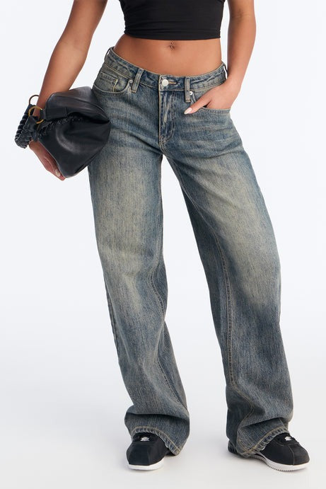 Highs And Lows Stretch Straight Leg Jeans - Vintage Wash